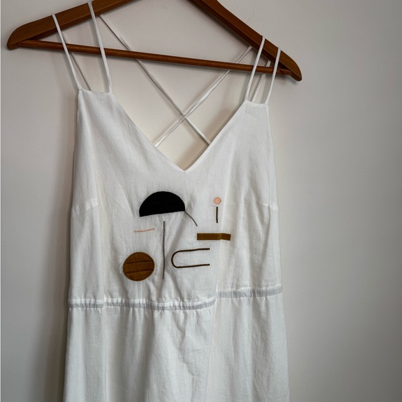 100% Cotton Dress - Crisscross Tie Back with Stitched Geometric Pattern - Picture 2 of 11